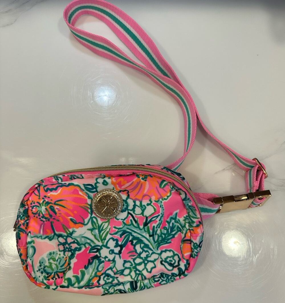 Lilly Pulitzer Jeanie Runaround Belt Bag Fanny Pack Soleil Pink Perfect Poppy